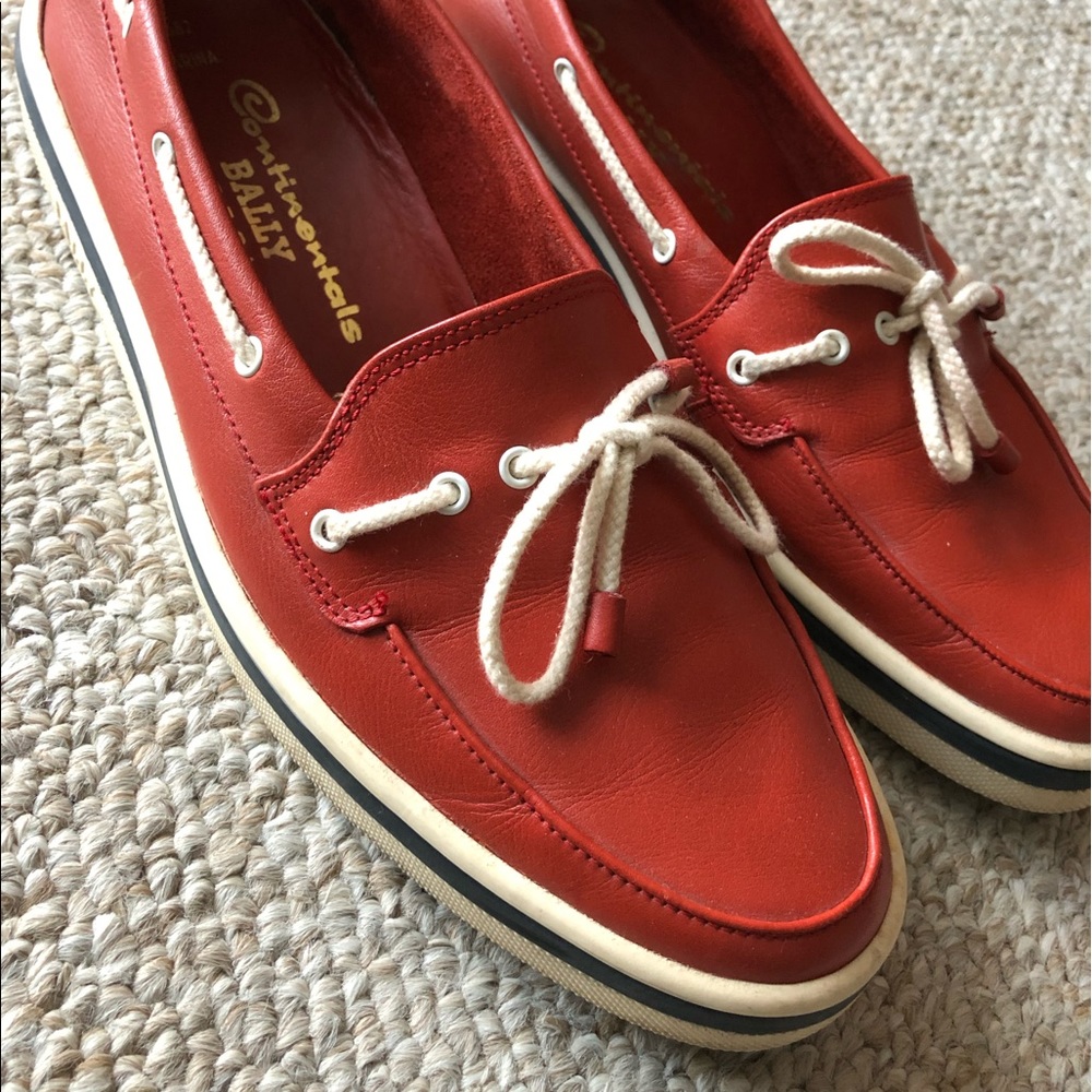 Bally Switzerland Marina docksiders RED size 9.5
